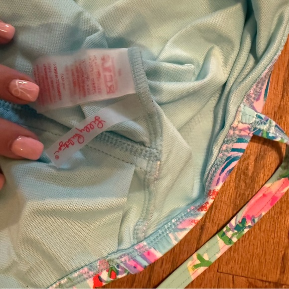 Lilly Pulitzer Aqua Floral Swimsuit - Picture 2 of 2